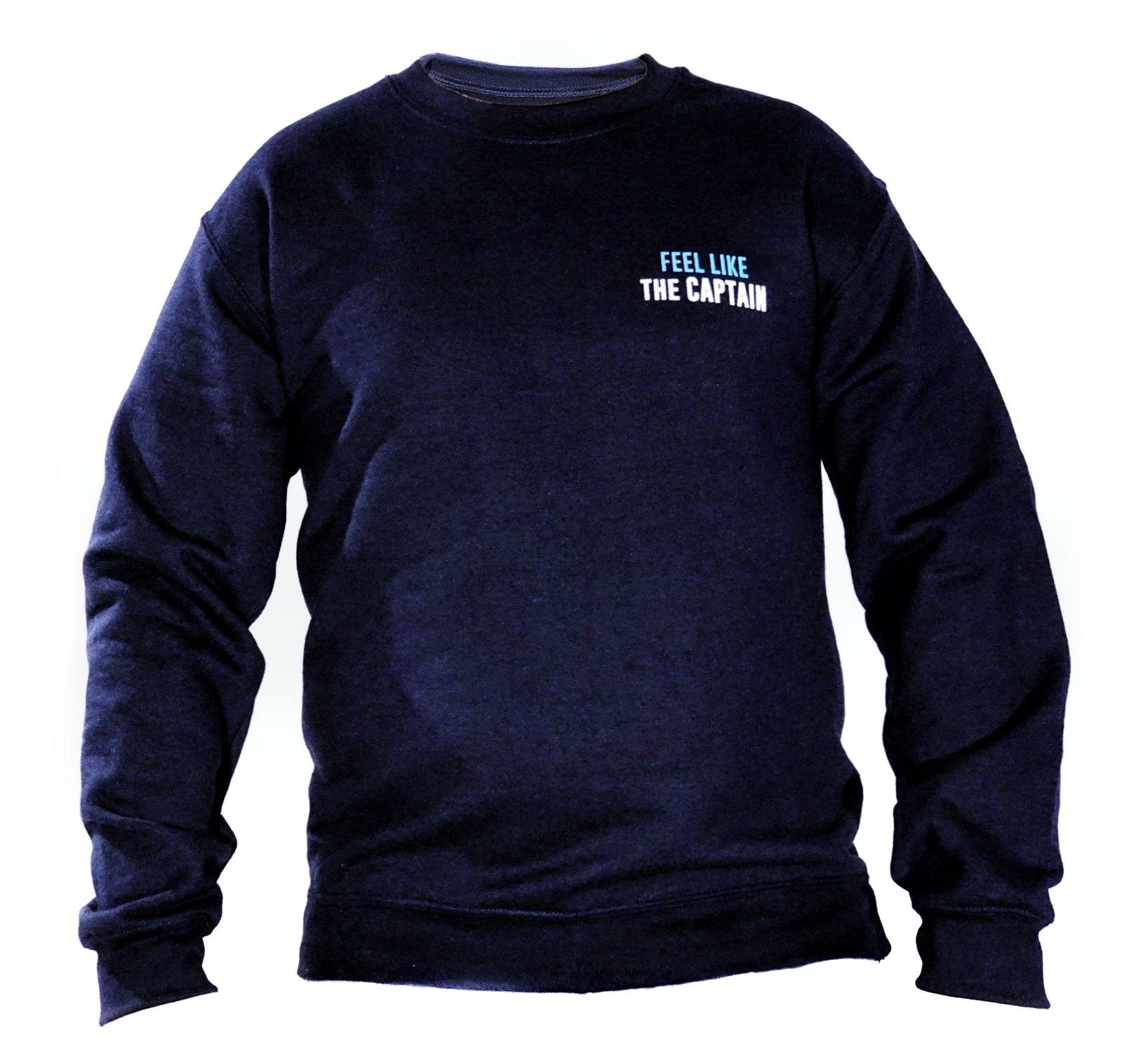 blue el capitan sweatshirt from back with wave beard