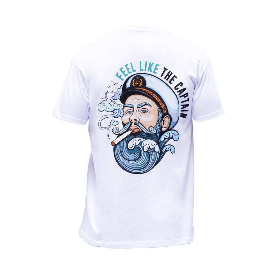 white el capitan wave beard shirt from front feel like the captain