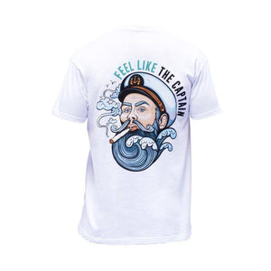 white el capitan wave beard shirt from front feel like the captain