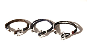 three el capitan classic anchor bracelets blue, black and brown